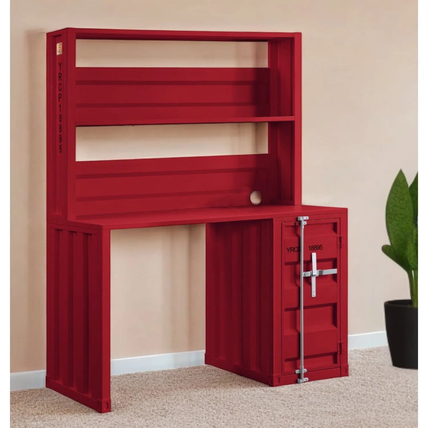 HMS 47" Red Iron Computer Desk with Comfortable Writing Surface - Loft&Timber