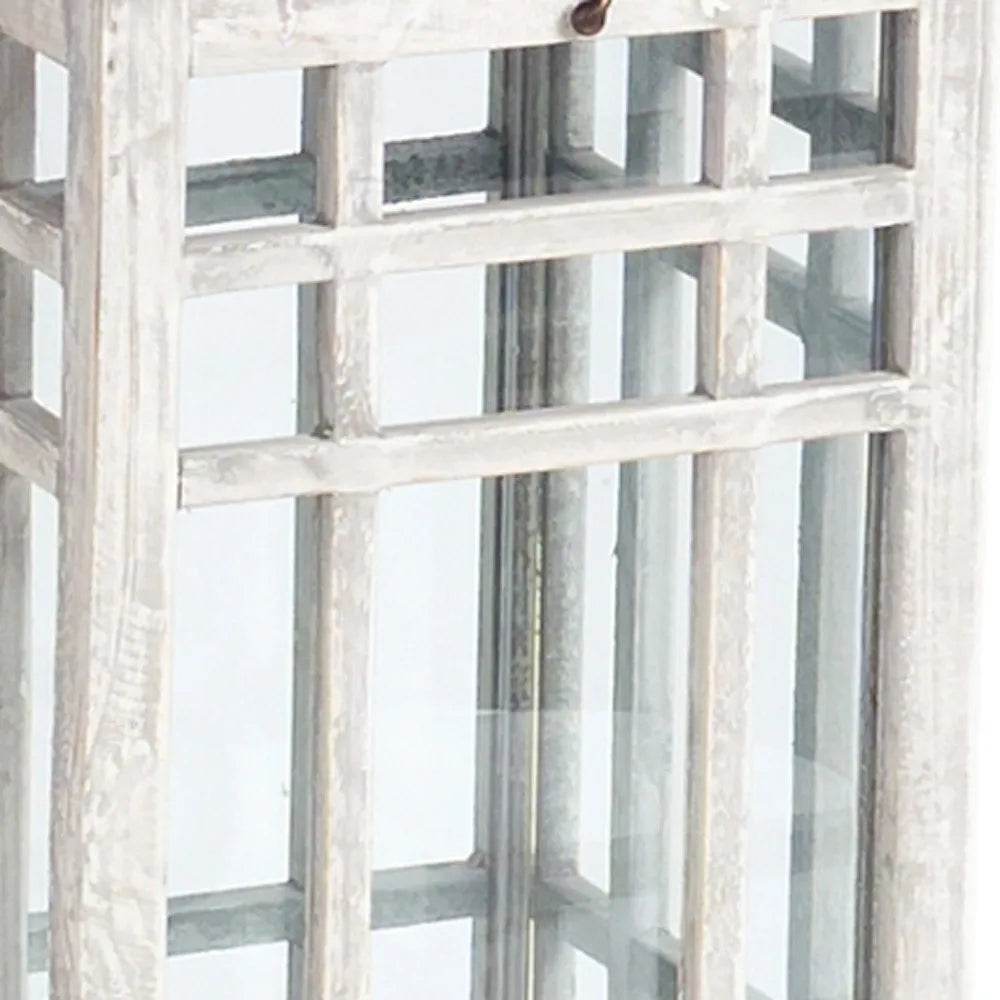 Set of Two White and Silver Distressed Geometric Metal Floor Lamps - Loft&Timber
