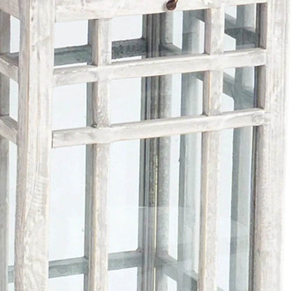 Set of Two White and Silver Distressed Geometric Metal Floor Lamps - Loft&Timber