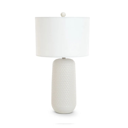 Set of Two 30" White Textured Ceramic Table Lamps with White Drum Shades HMS Design - Loft&Timber