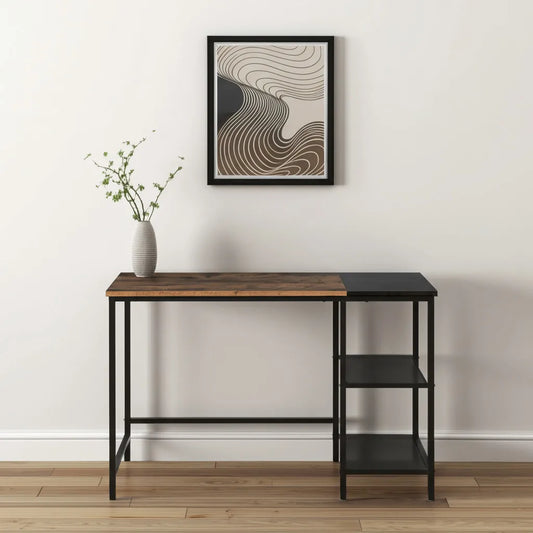HMS 43" Brown and Black Wood and Metal Computer Desk - Loft&Timber