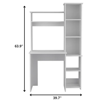 HMS 40" White Computer Desk with Shelfs - Loft&Timber