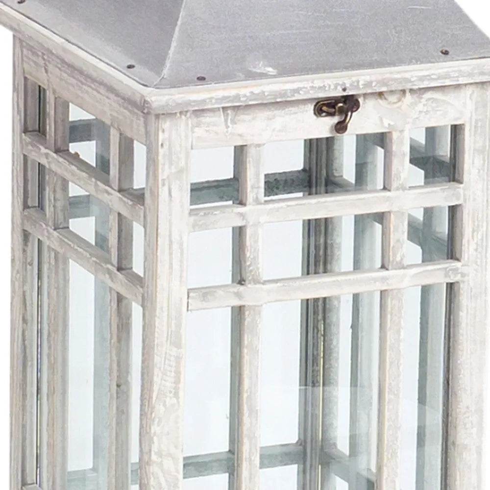 Set of Two White and Silver Distressed Geometric Metal Floor Lamps - Loft&Timber