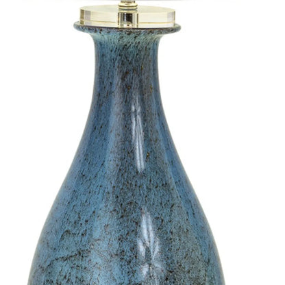 Set of Two 30" Blue Crystal and Glass Table Lamps with White Drum Shades - Loft&Timber