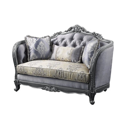 HMS 65" Gray Platinum Silk Loveseat & Toss Pillows - Loft&Timber