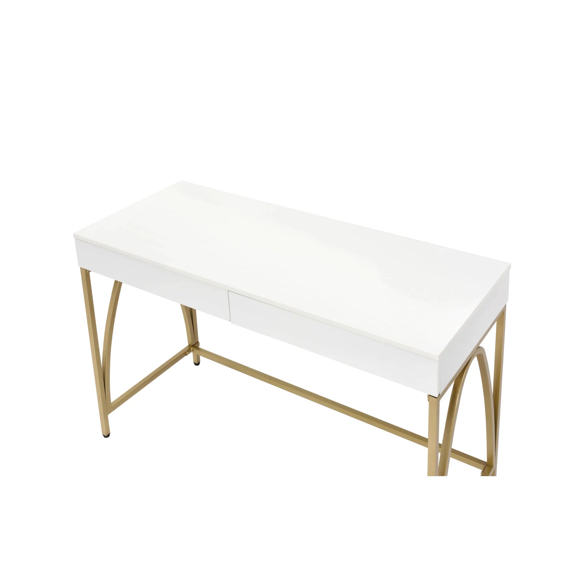 HMS 50" White and Gold Solid Wood Desk - Loft&Timber