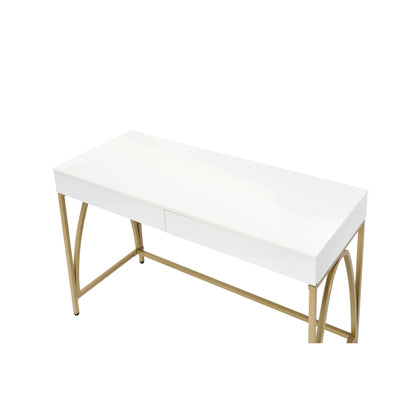 HMS 50" White and Gold Solid Wood Desk - Loft&Timber