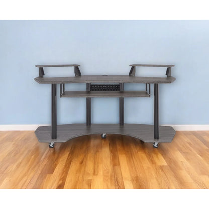 71" dark gray and black computer desk - Loft&Timber