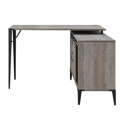 HMS 48" Gray Black L-Shaped Writing Desk with Bookshelf Drawer - Loft&Timber