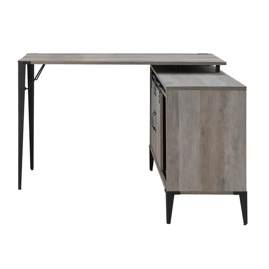 HMS 48" Gray Black L-Shaped Writing Desk with Bookshelf Drawer - Loft&Timber