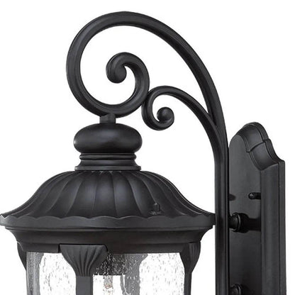 HMS XL Matte Black Cast Aluminum Glass Lantern Wall Sconce Premium Wall Lamps - Loft&Timber