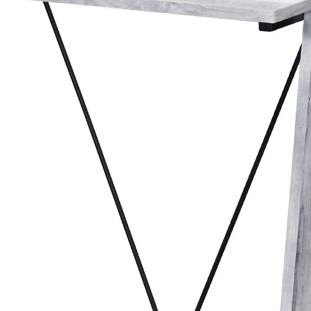 HMS 32" Antiqued White Desk Simple Design Computer Table - Loft&Timber