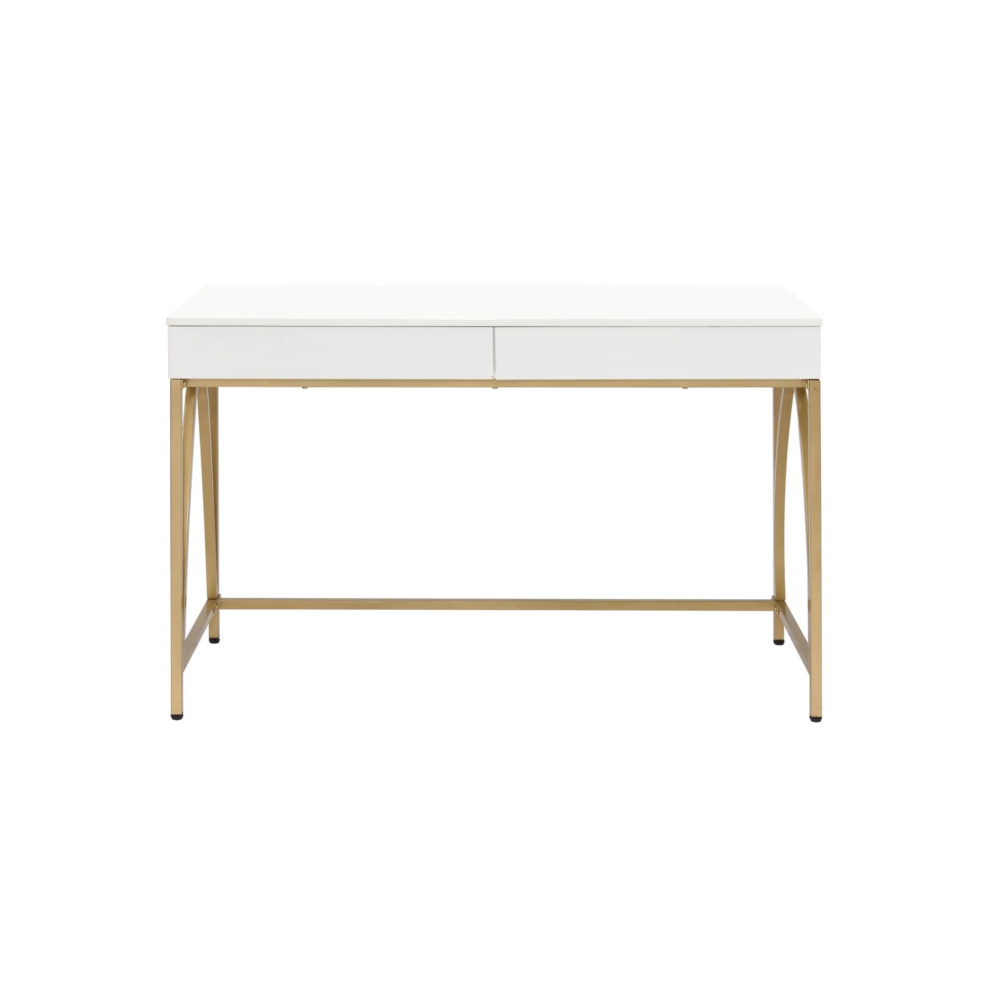 HMS 50" White and Gold Solid Wood Desk - Loft&Timber
