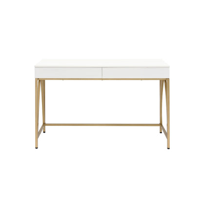 HMS 50" White and Gold Solid Wood Desk - Loft&Timber