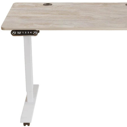 HMS Adjustable Rolling Computer Desk in Khaki and White Wood - Loft&Timber