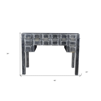 HMS 46" Solid Black Wood Writing Desk with Seven Drawers - Loft&Timber