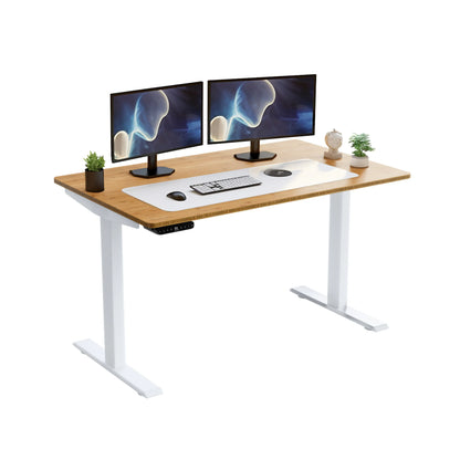 HMS 30" Adjustable Brown and White Stainless Steel Computer Desk - Loft&Timber