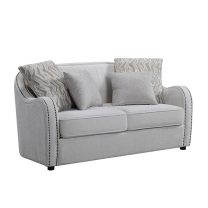 HMS 63" Beige and Black Chesterfield Loveseat - Loft&Timber