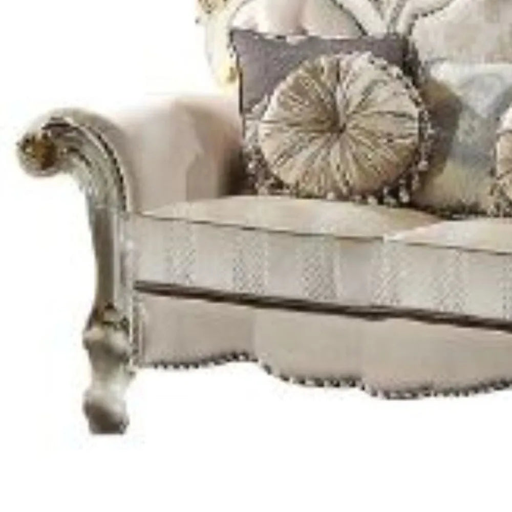 HMS 70" Gold Pearl Velvet Loveseat and Toss Pillows - Loft&Timber