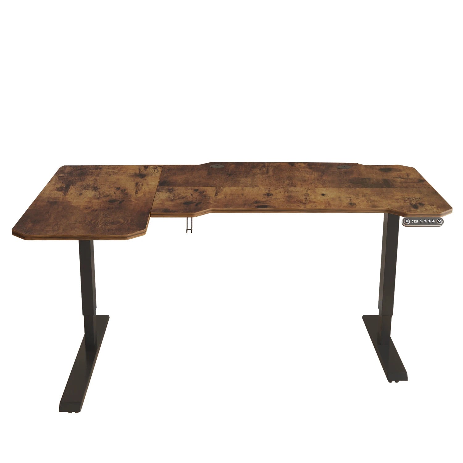 HMS 59" Brown Black L-Shape Adjustable Computer Desk - Loft&Timber