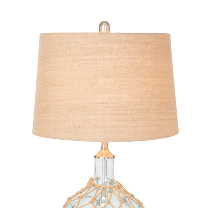 HMS Set of Two 28" Coastal Table Lamps Light Blue and Silver Glass and Metal Unique Style and Elegance - Loft&Timber