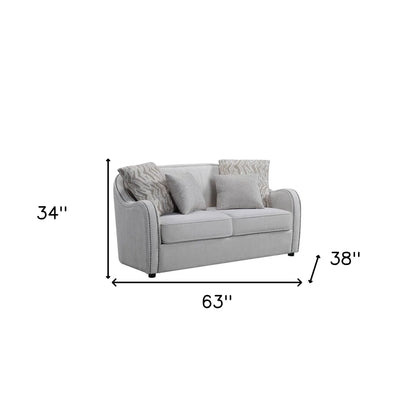 HMS 63" Beige and Black Chesterfield Loveseat - Loft&Timber