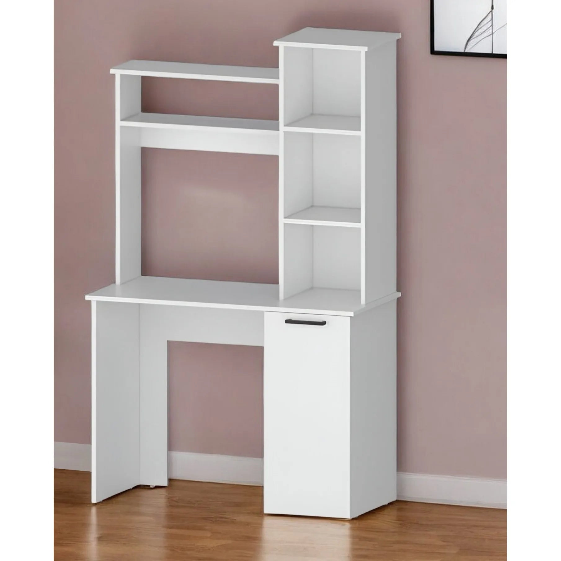 HMS 39" White Computer Desk with Hutch - Loft&Timber