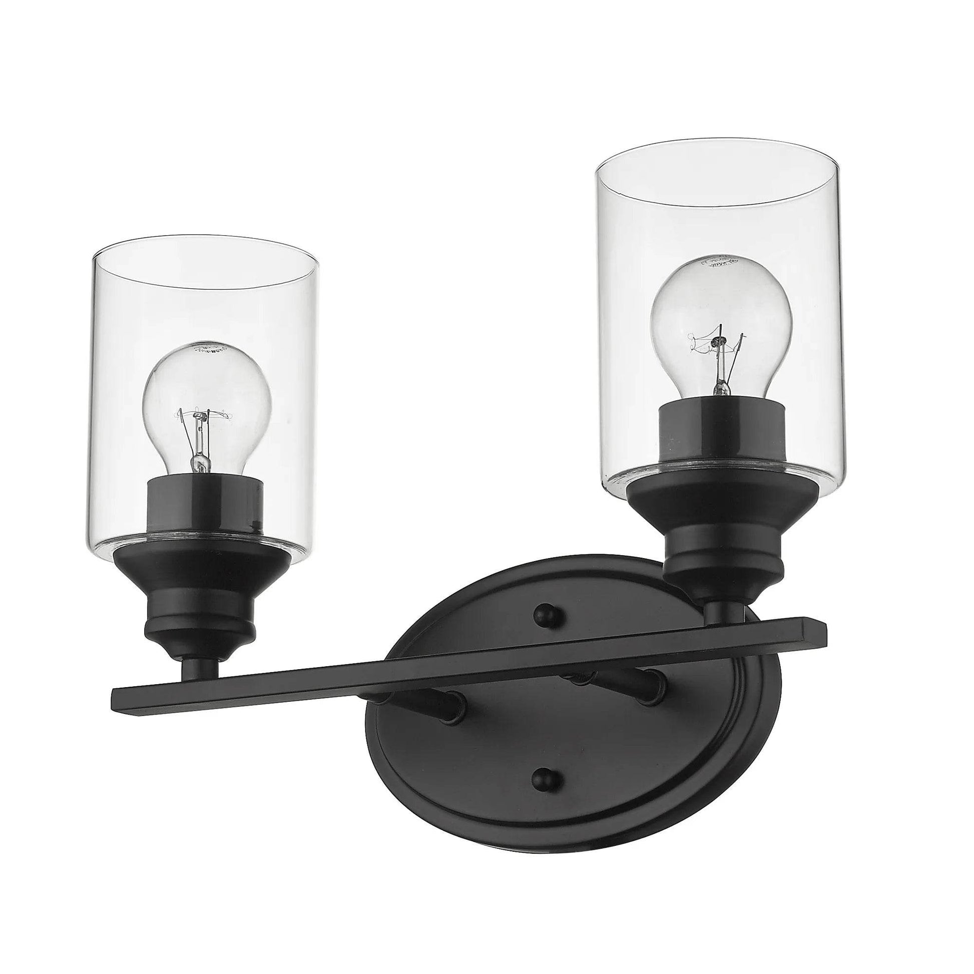 HMS Modern Two-Light Wall Sconces Matte Black Clear Glass Shade 220V - Loft&Timber