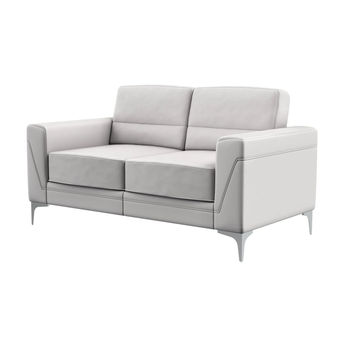 HMS 63" Light Gray Silver Faux Leather Loveseat - Loft&Timber