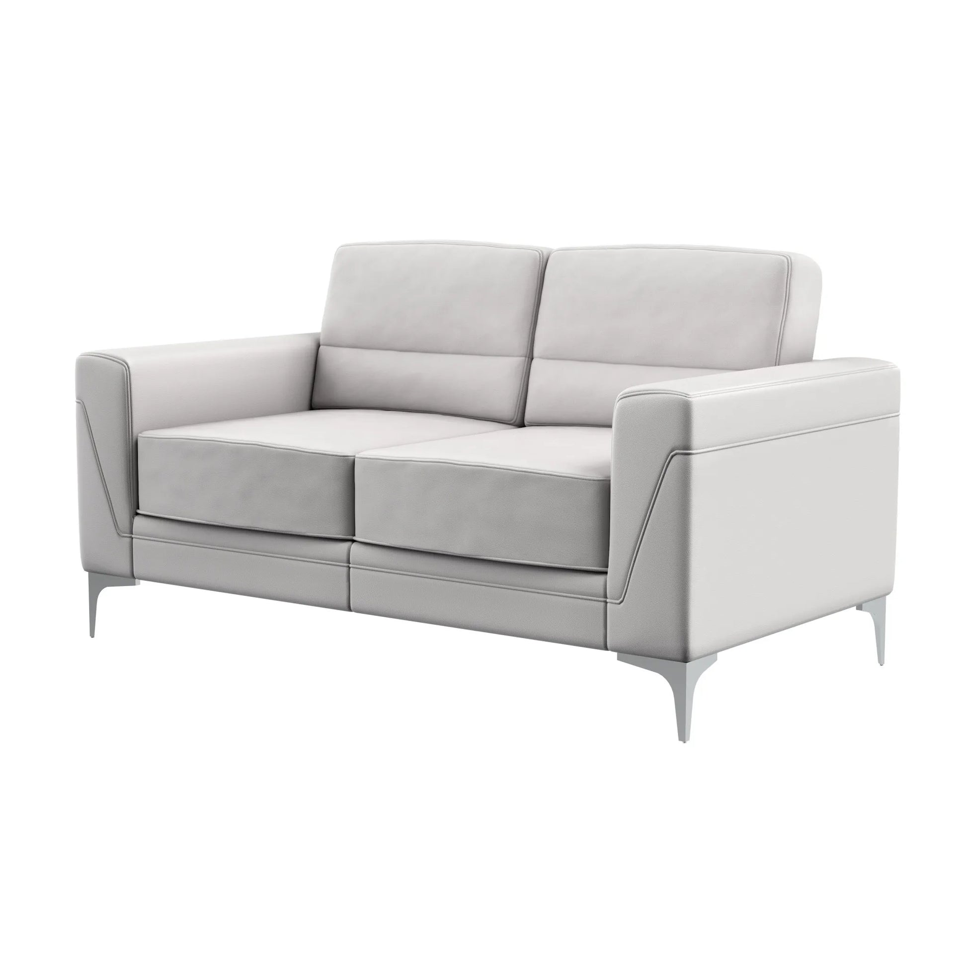 HMS 63" Light Gray Silver Faux Leather Loveseat - Loft&Timber