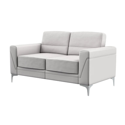 HMS 63" Light Gray Silver Faux Leather Loveseat - Loft&Timber