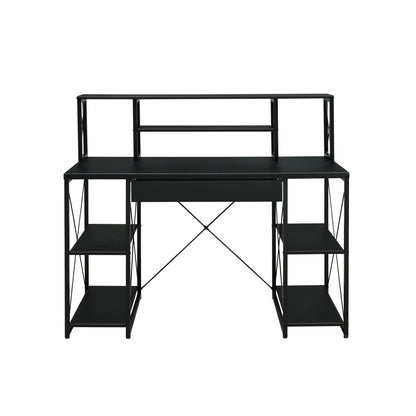 HMS 47" Black Computer Desk with Shelves - Loft&Timber