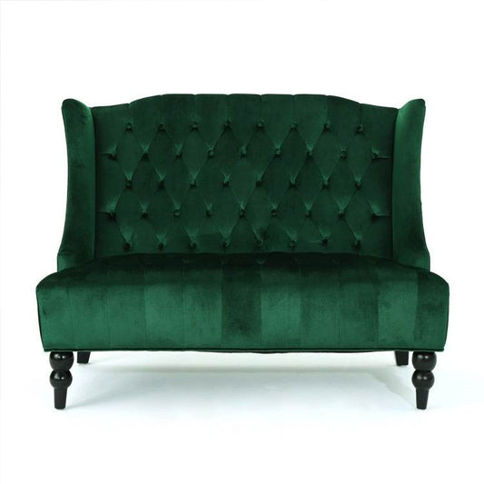 Tufted High Winged Back Velvet Loveseat - Loft&Timber