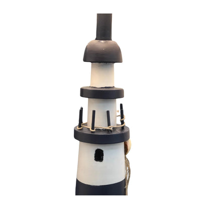 HMS Set of Two 30" Modern Blue White Lighthouse with Cream Cone Shade Table Lamps - Loft&Timber