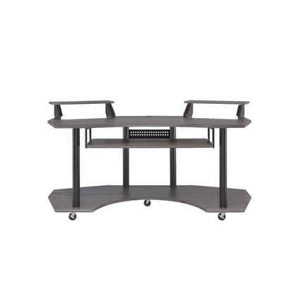71" dark gray and black computer desk - Loft&Timber