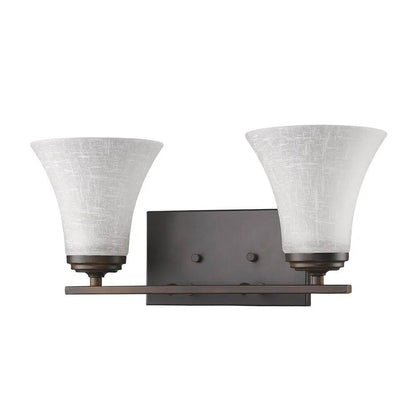 Two-Light Contemporary HMS Wall Sconce in Bronze with Tapered Crystal Glass Shade - Loft&Timber