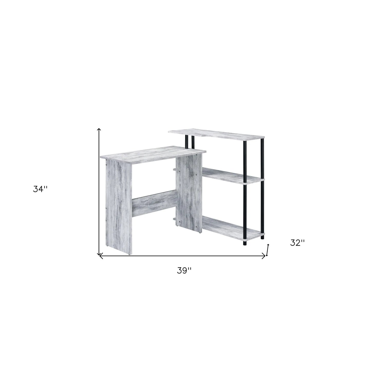 HMS 39" Antiqued White L-Shaped Writing Desk - Loft&Timber
