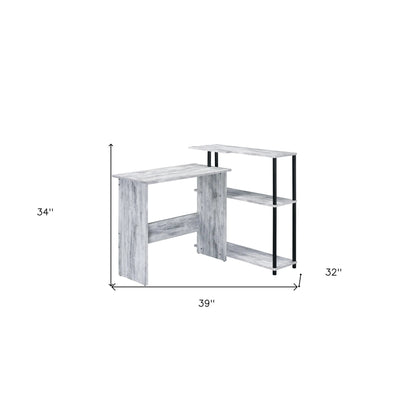 HMS 39" Antiqued White L-Shaped Writing Desk - Loft&Timber