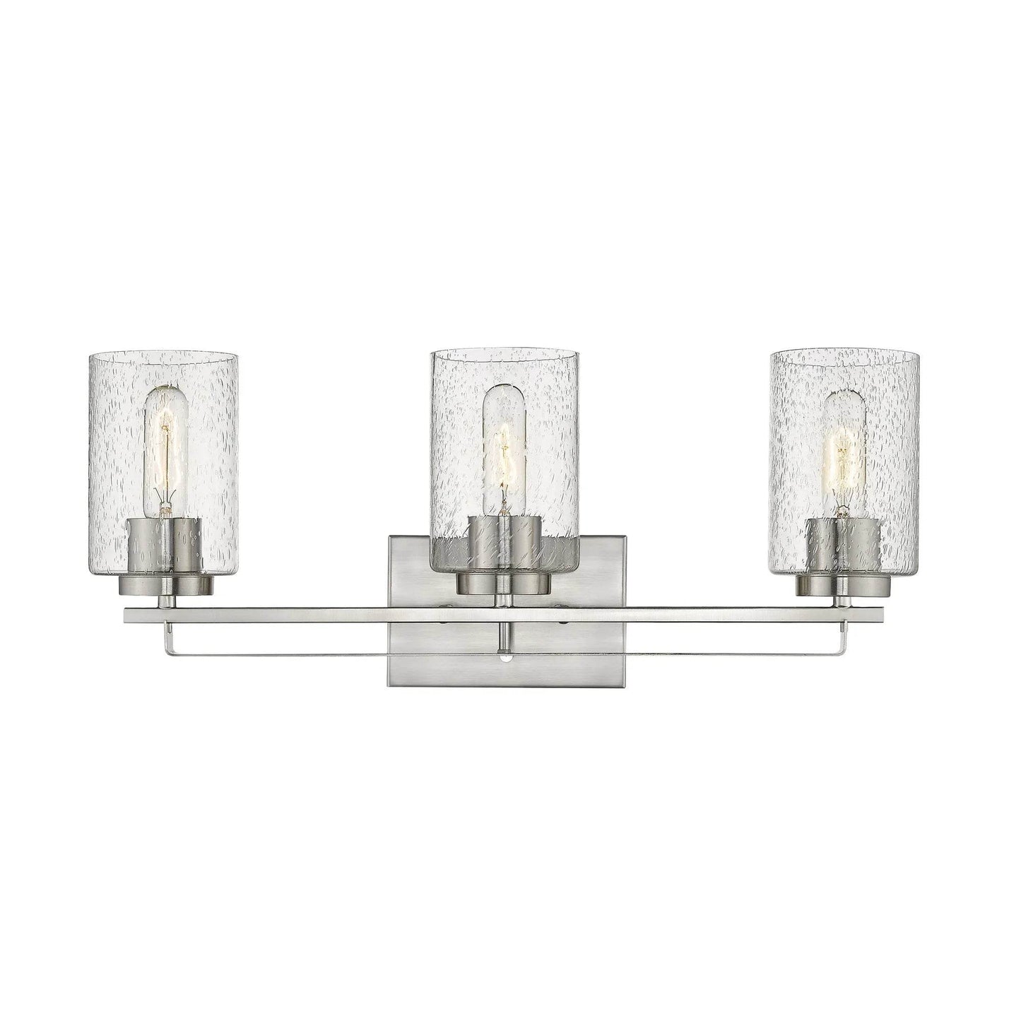 HMS Three Light Wall Sconce with Silver Metal and Textured Glass Premium Wall Lamps - Loft&Timber