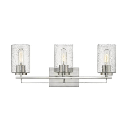 HMS Three Light Wall Sconce with Silver Metal and Textured Glass Premium Wall Lamps - Loft&Timber