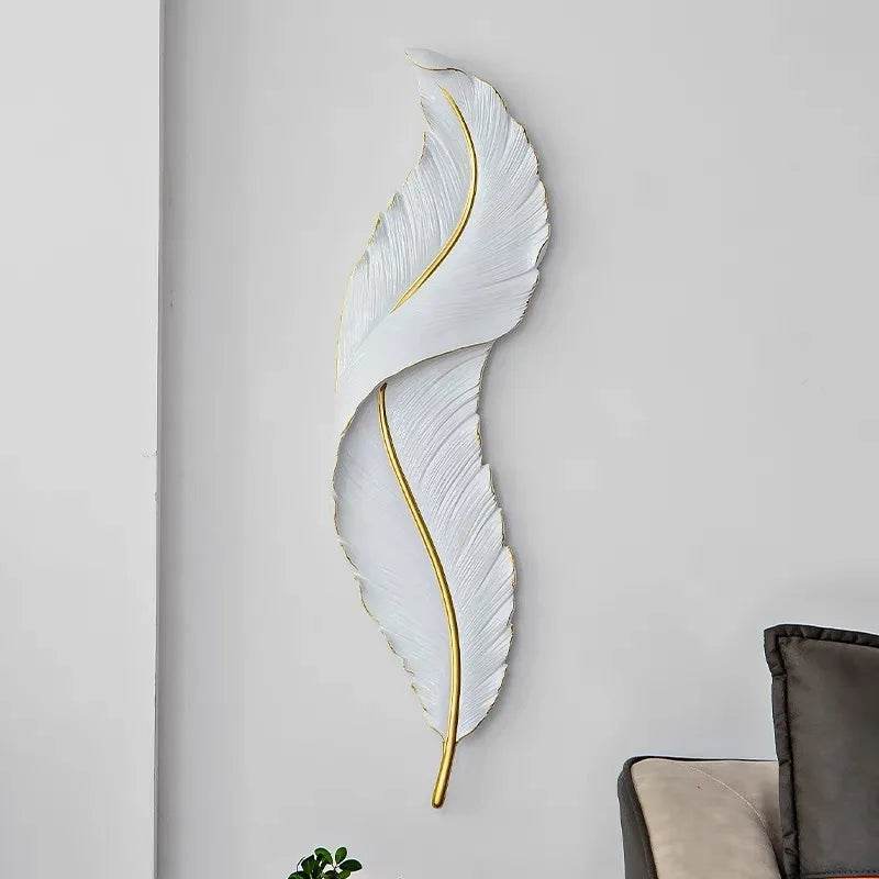 Modern Minimalist LED Luxury Feather Fine Carved Pattern Framed Hanging Channel Decoration Wall Lamps for Bedroom Walls - Loft&Timber