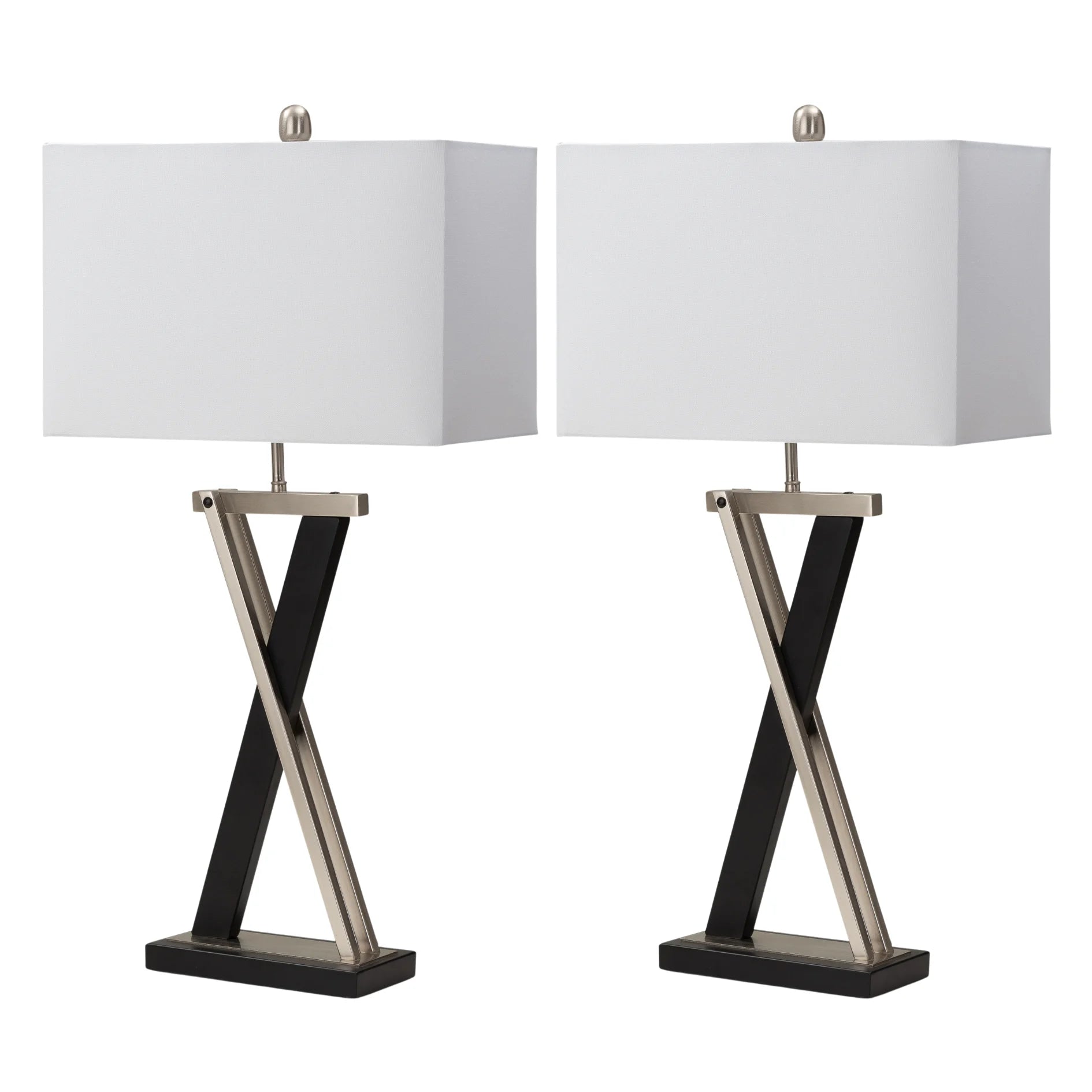 HMS Set of Two 29" Nordic Design Black Metal LED Table Lamps with White Shade - Loft&Timber