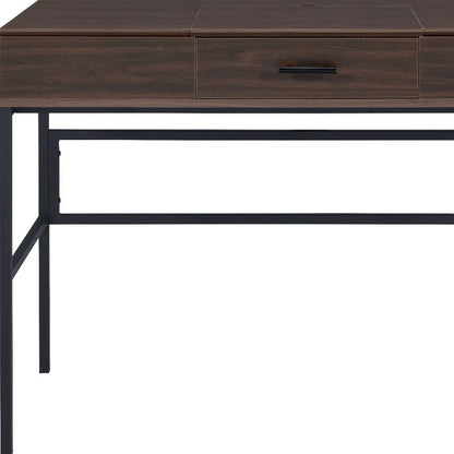 HMS 42" Solid Wood Writing Desk Brown and Black - Loft&Timber
