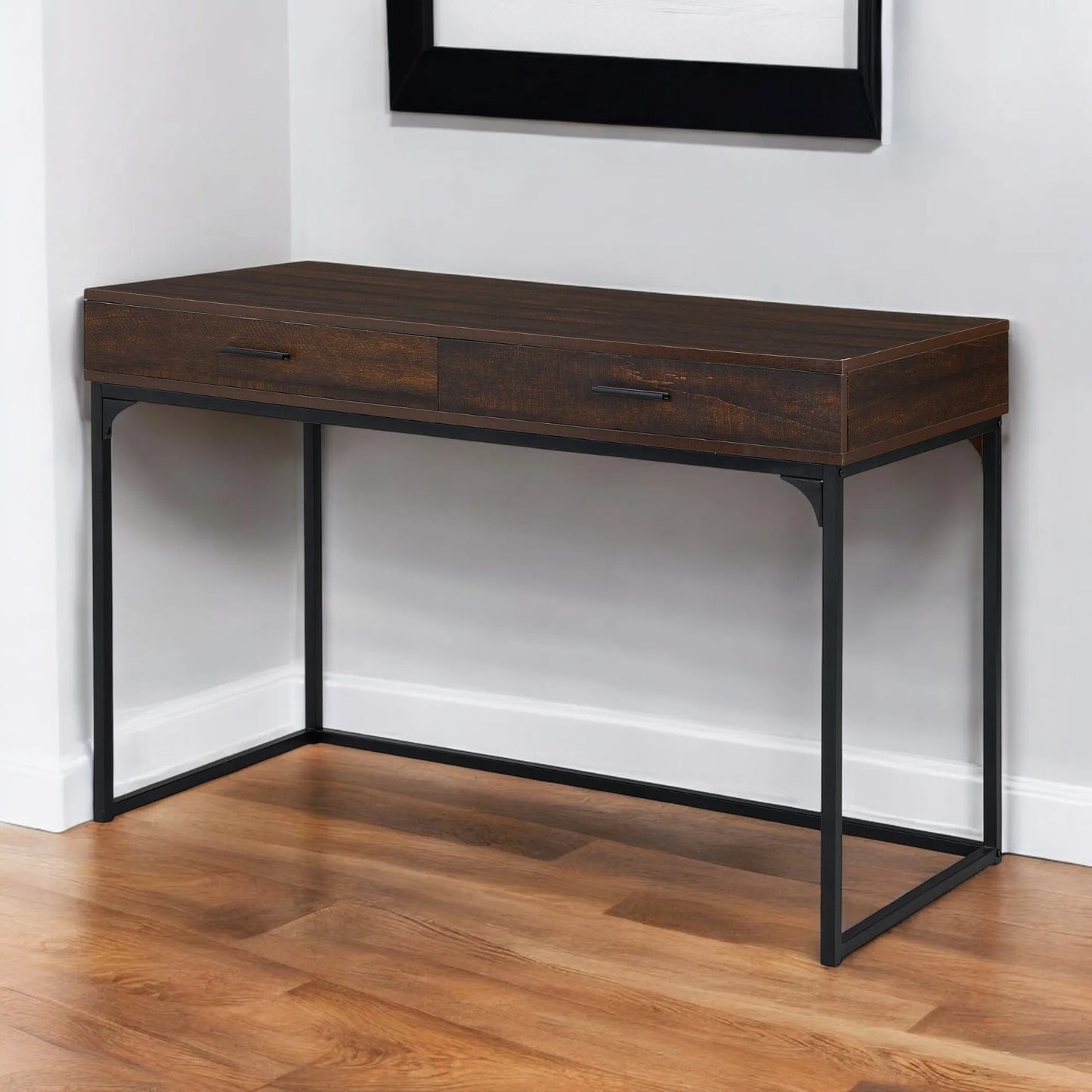 HMS 47" Brown and Black Wood and Metal Computer Desk - Loft&Timber
