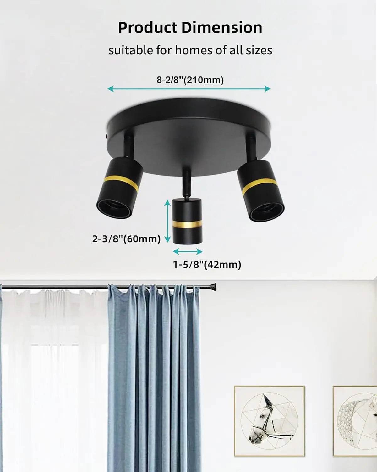 Hot Sale 3-Light Minimalist Wall Lamps Black and Gold LED Track Lighting - Loft&Timber