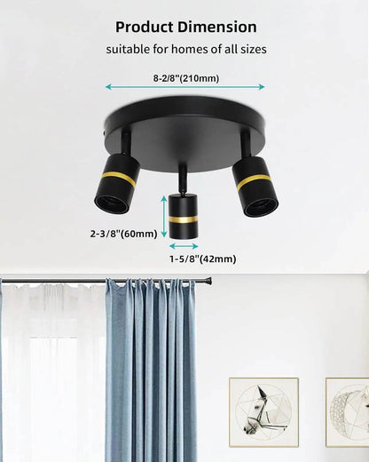 Hot Sale 3-Light Minimalist Wall Lamps Black and Gold LED Track Lighting - Loft&Timber