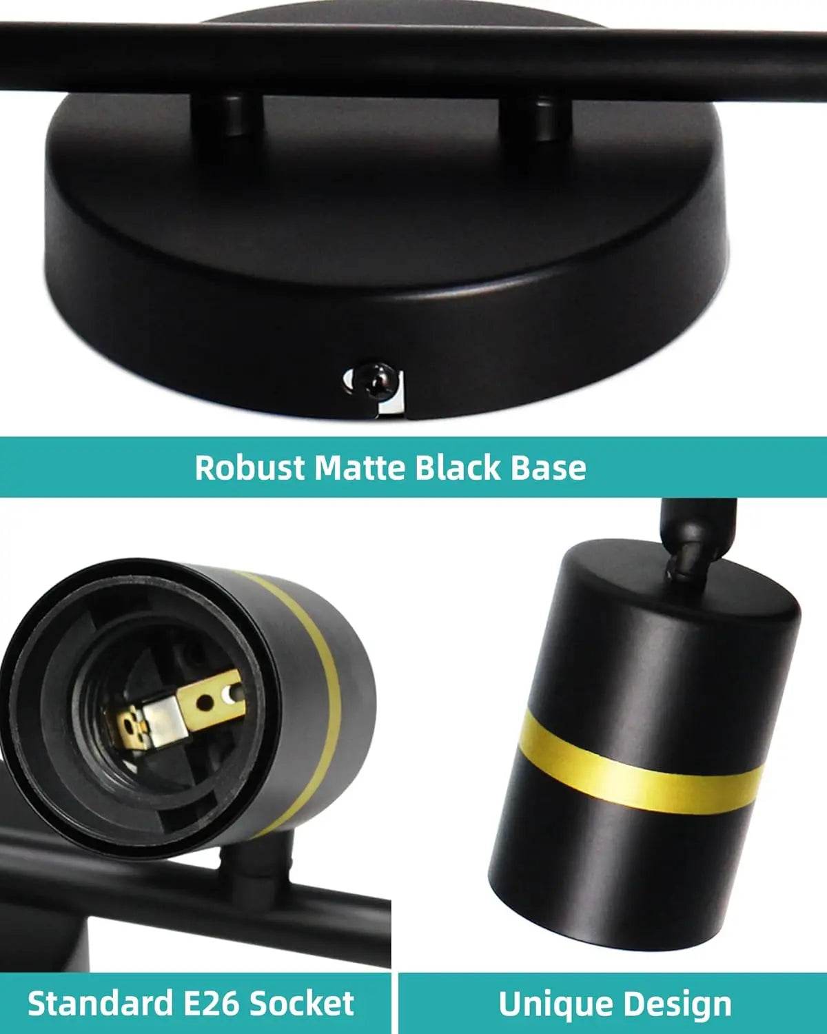 Hot Sale 3-Light Minimalist Wall Lamps Black and Gold LED Track Lighting - Loft&Timber