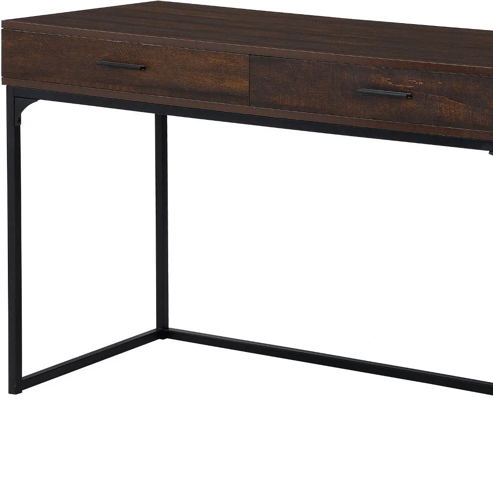 HMS 47" Brown and Black Wood and Metal Computer Desk - Loft&Timber
