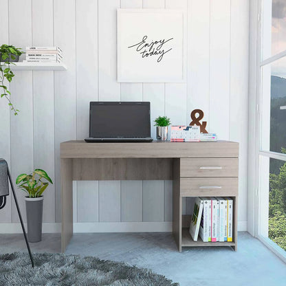 HMS Traditional Style Light Gray 47" Computer Desk Melamine Wood with Two Drawers - Loft&Timber