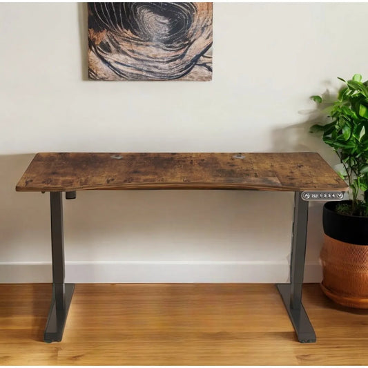 HMS 55" Adjustable Brown and Black Computer Desk - Loft&Timber